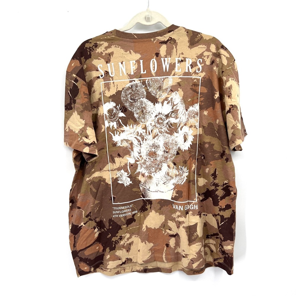 NEW Mighty Fine oversized van gogh sunflowers camo top artsy goblincore grunge L